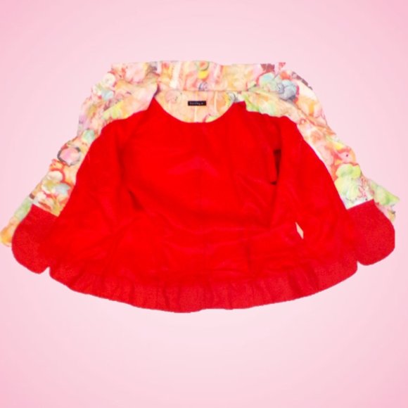 BENTLEY A. size 4 2-piece suit jacket/skirt multicolor floral cotton blend - Picture 11 of 13